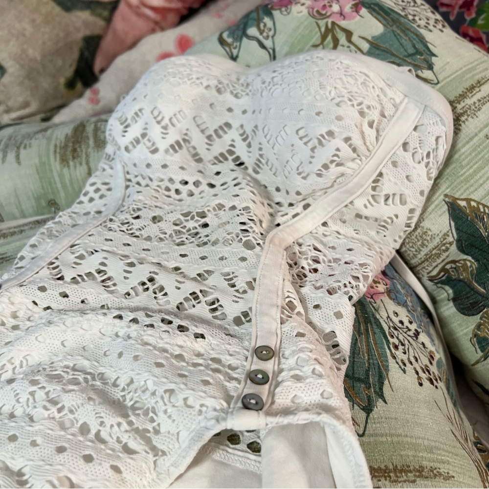 Vintage Robin Piccone White Crochet One Piece Bathing Suit